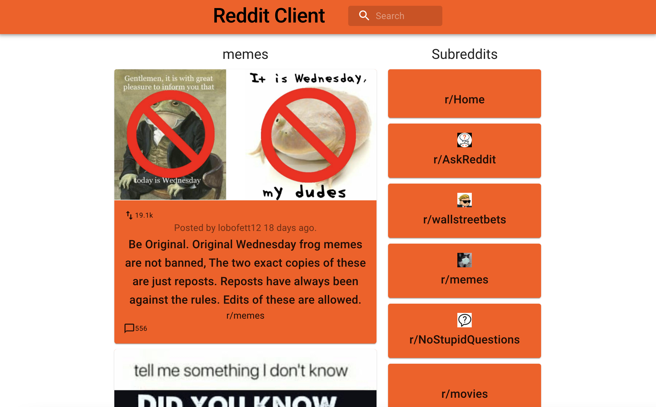 Screenshot of Reddit Client